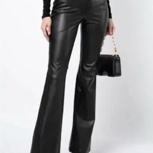 Spanx Black Flared Leather-like Women's Pants Size Medium Petite